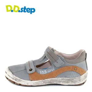D.D. Step big kid double strap boy sandals/open shoes grey with brown wave size US 13-4