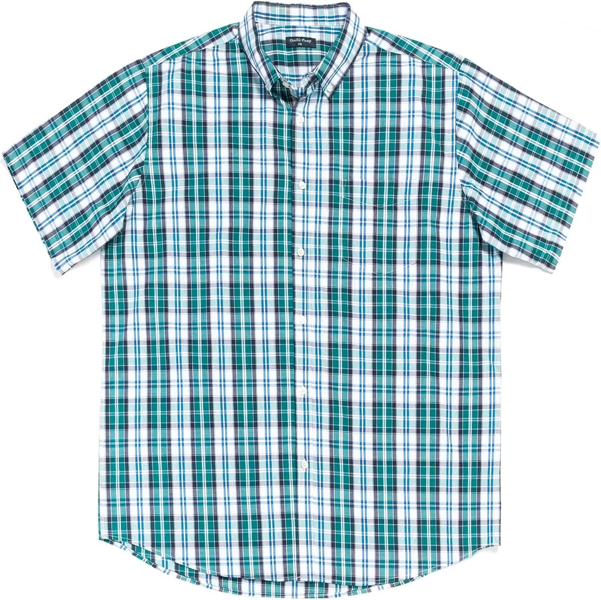Double Pump Big and Tall Shirts for Men Short Sleeve Button Down Shirts from Size XL(T) to 6XL (T) Cotton