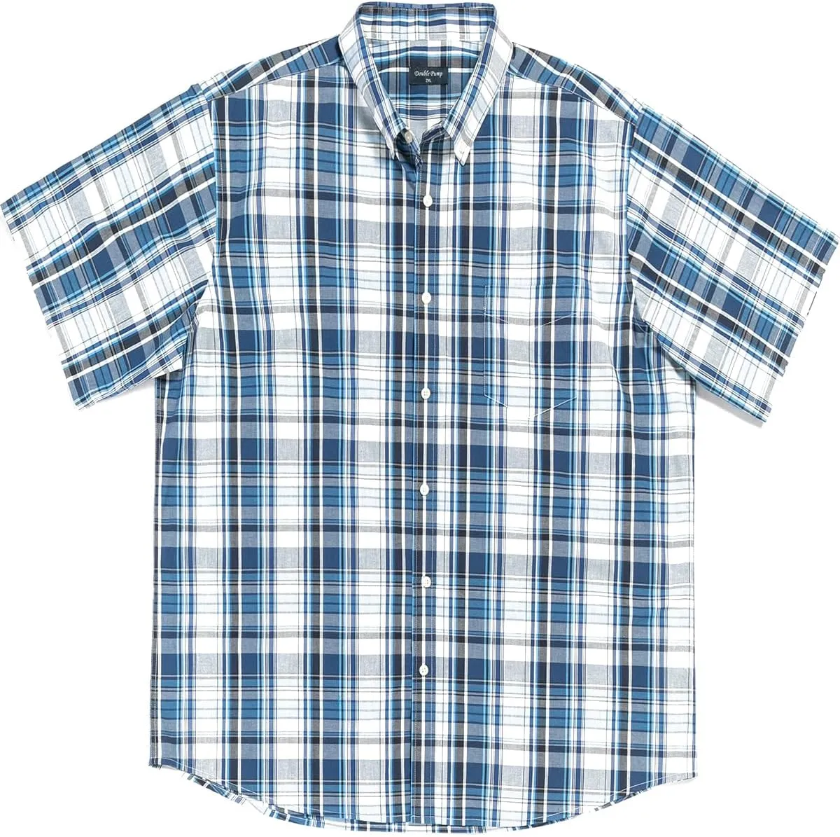 Double Pump Big and Tall Shirts for Men Short Sleeve Button Down Shirts from Size XL(T) to 6XL (T) Cotton