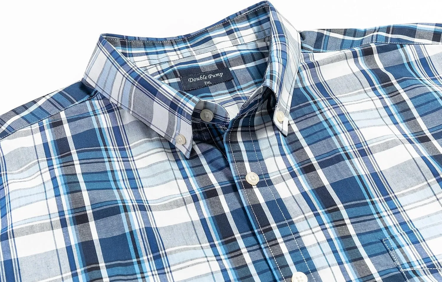 Double Pump Big and Tall Shirts for Men Short Sleeve Button Down Shirts from Size XL(T) to 6XL (T) Cotton