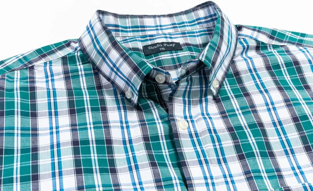 Double Pump Big and Tall Shirts for Men Short Sleeve Button Down Shirts from Size XL(T) to 6XL (T) Cotton