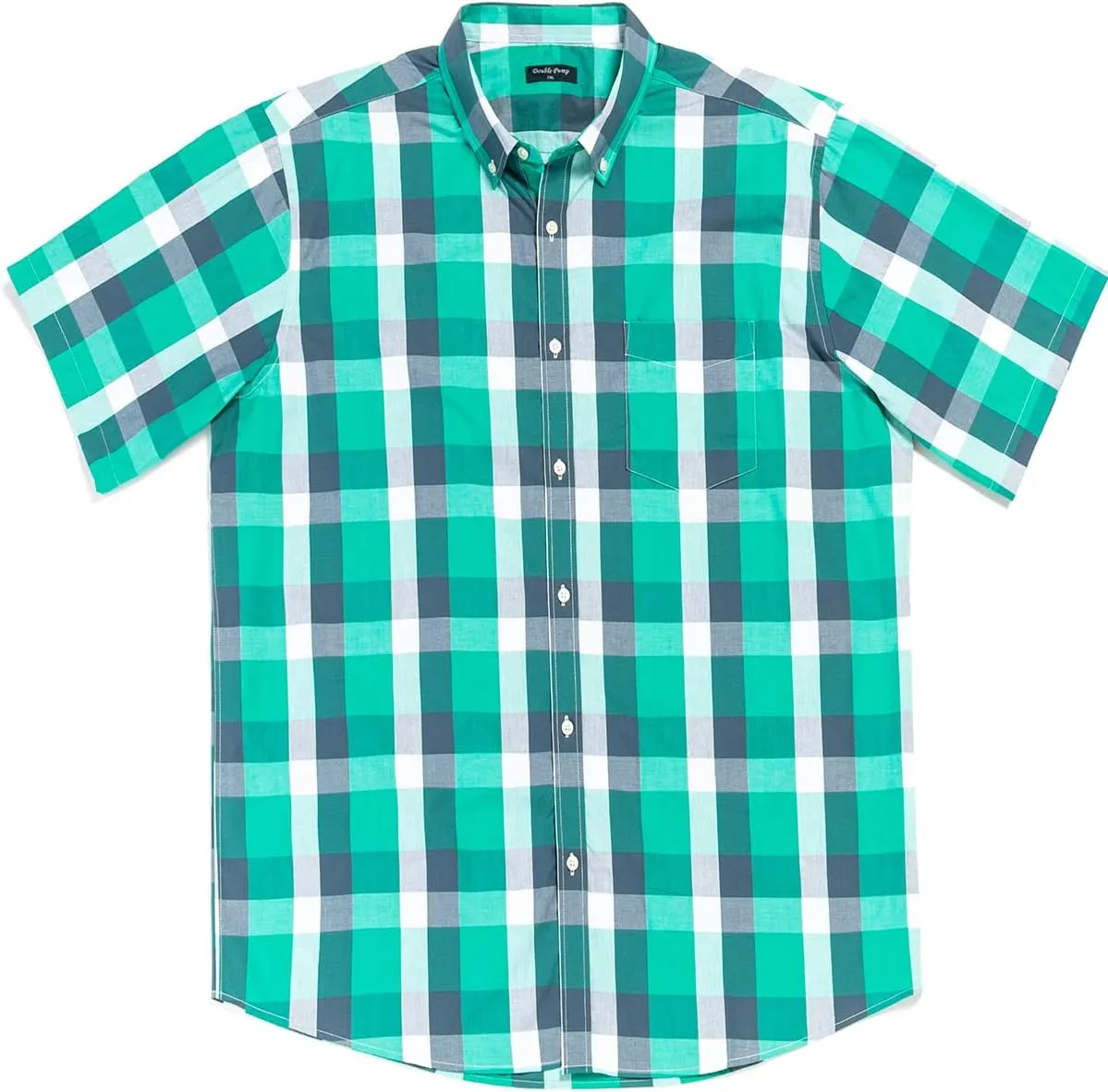 Double Pump Big and Tall Shirts for Men Short Sleeve Button Down Shirts from Size XL(T) to 6XL (T) Cotton
