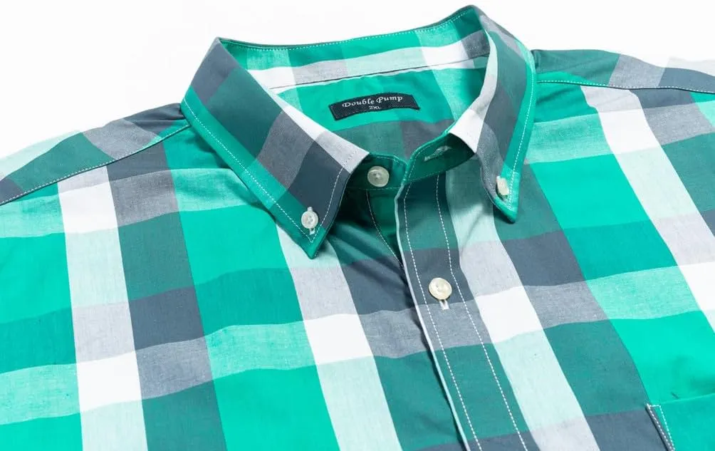 Double Pump Big and Tall Shirts for Men Short Sleeve Button Down Shirts from Size XL(T) to 6XL (T) Cotton