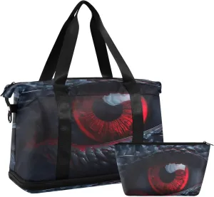 Dragon Eyes Sports Gym Bag with Waterproof Dry Wet Pocket, Travel Duffel Bag for Women MenWorkout Bag Fits Yoga, Swimming