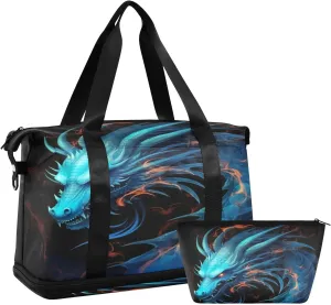 Dragon Sports Gym Bag with Waterproof Dry Wet Pocket, Travel Duffel Bag for Women MenWorkout Bag Fits Yoga, Swimming