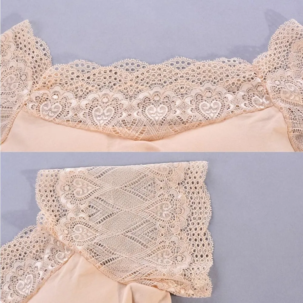 DRESHOW Lace Bralette Tank Tops Wireless Bra Lace Crop Top Padded Stretch Spaghetti Thin Strap Yoga Sports Bra for Women
