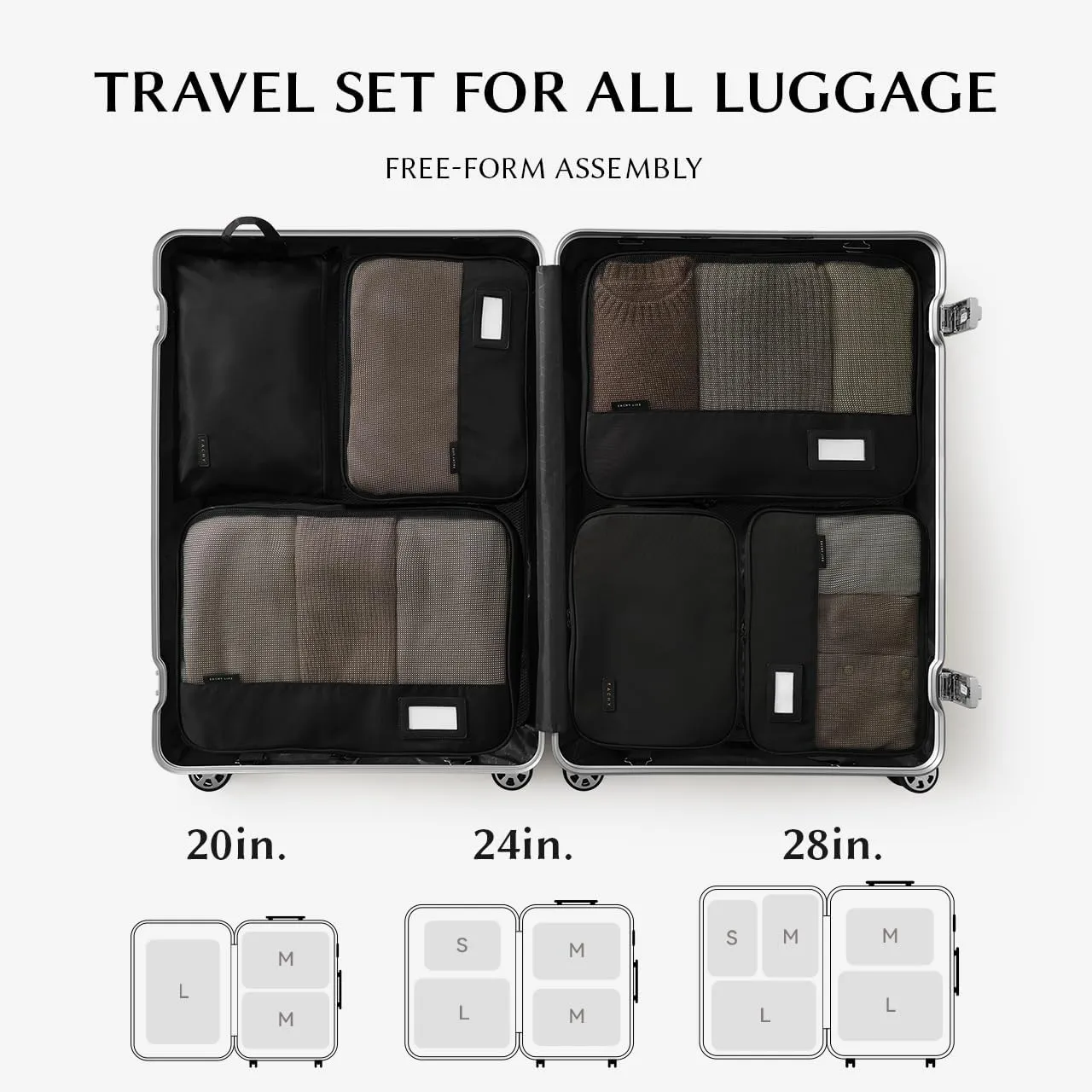 EACHY 6 Set Compression Packing Cubes for Travel, Lightweight Vacation Travel Essentials, Accessories for Suitcase Organizer Bags Set, Durable Luggage Organizer Bags