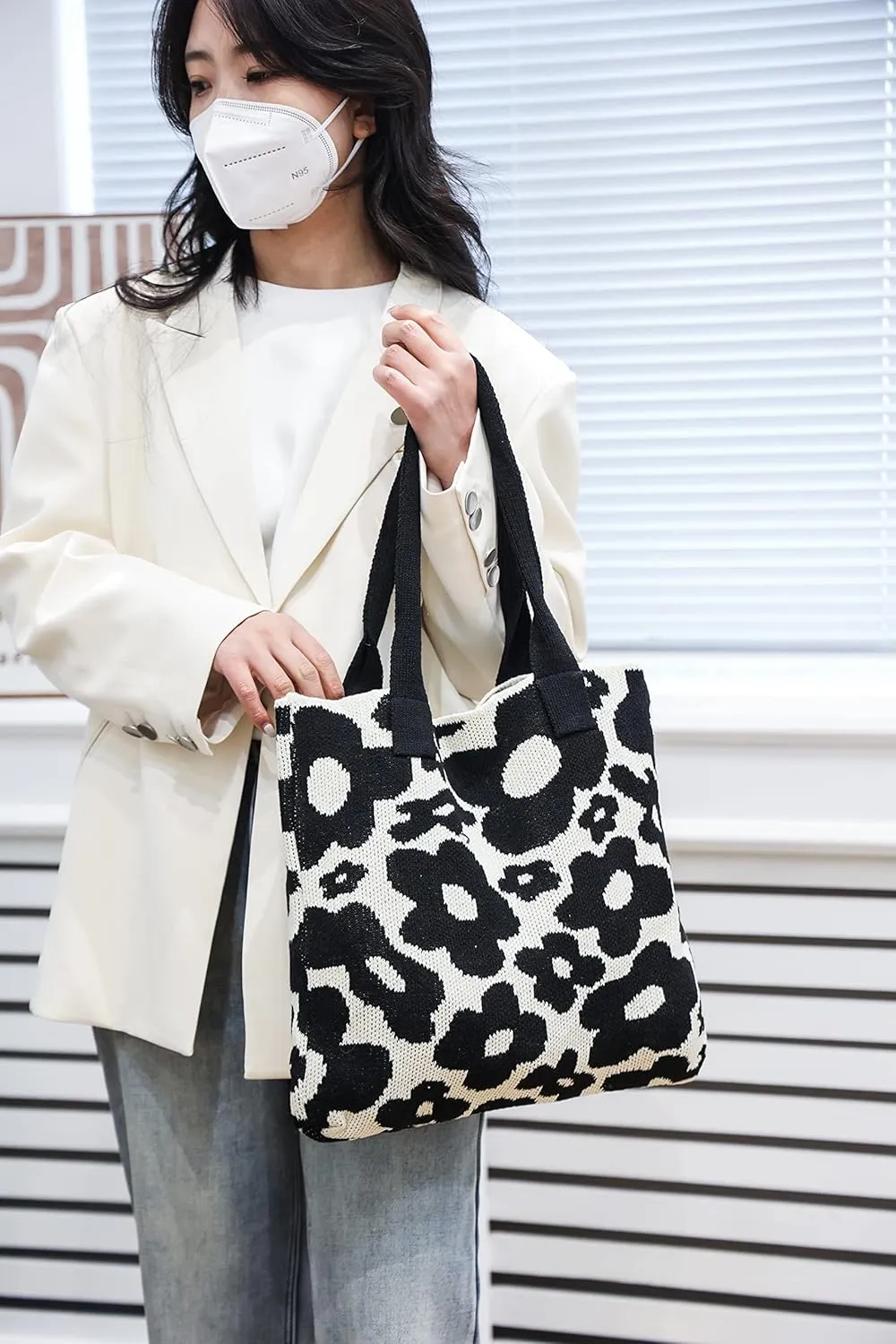 ENBEI Women's tote bags aesthetic Shoulder Handbags Hand crocheted Bags large Shoulder Shopping Bag large satchel cute Bag