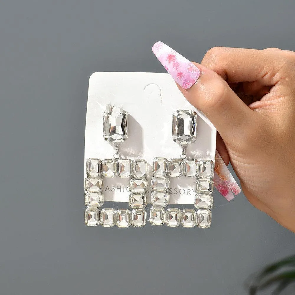 Fantastic Transparent Crystal Earrings Female Personality
