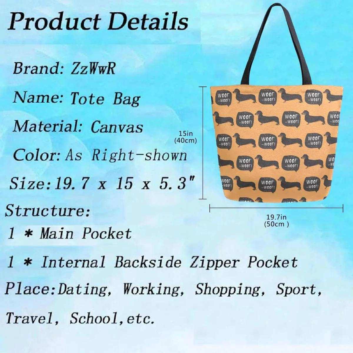 Fashion Beautiful Printed Pattern Extra Large Shoulder Tote Bag for Beach Travel Weekender Gym Grocery Shopping