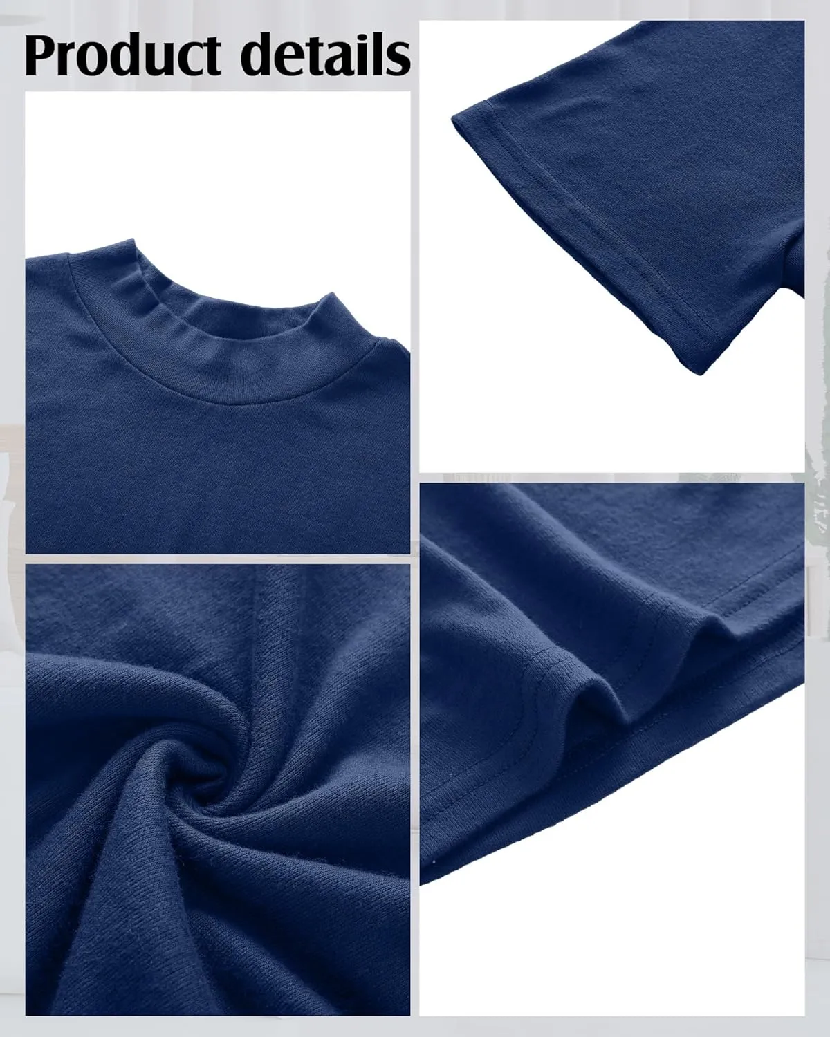 Ficerd 3 Pack Men's Mock Neck T Shirts, Cotton Short Sleeve Turtleneck Tee Shirts Slim Fit Basic Casual Solid Undershirt Tops