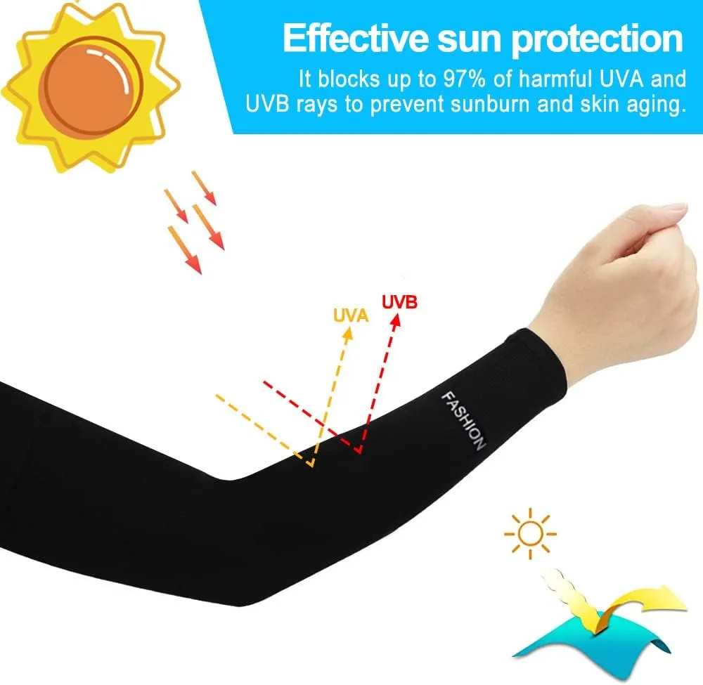 Fitnessterapy 2 Paires Bras Homme & Femme, Manchette Protection Bras Manche de Bras Respirante pour Cyclisme Refroidissement Chevauche Sport