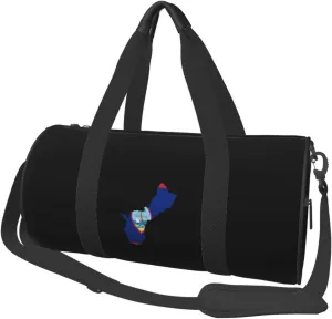 Flag Map of Guam Convertible Garment Bag with Shoulder Strap, Carry on Garment Duffel Bag for Men Women - Rolling Foldable for Travel Luggage Bags (Black)