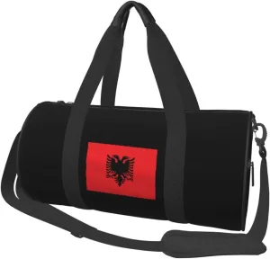 Flag of Albania Convertible Garment Bag with Shoulder Strap, Carry on Garment Duffel Bag for Men Women - Rolling Foldable for Travel Luggage Bags (Black)