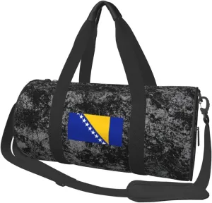 Flag of Bosnia and Herzegovina Convertible Garment Bag with Shoulder Strap, Carry on Garment Duffel Bag for Men Women - Rolling Foldable for Travel Luggage Bags (Black)