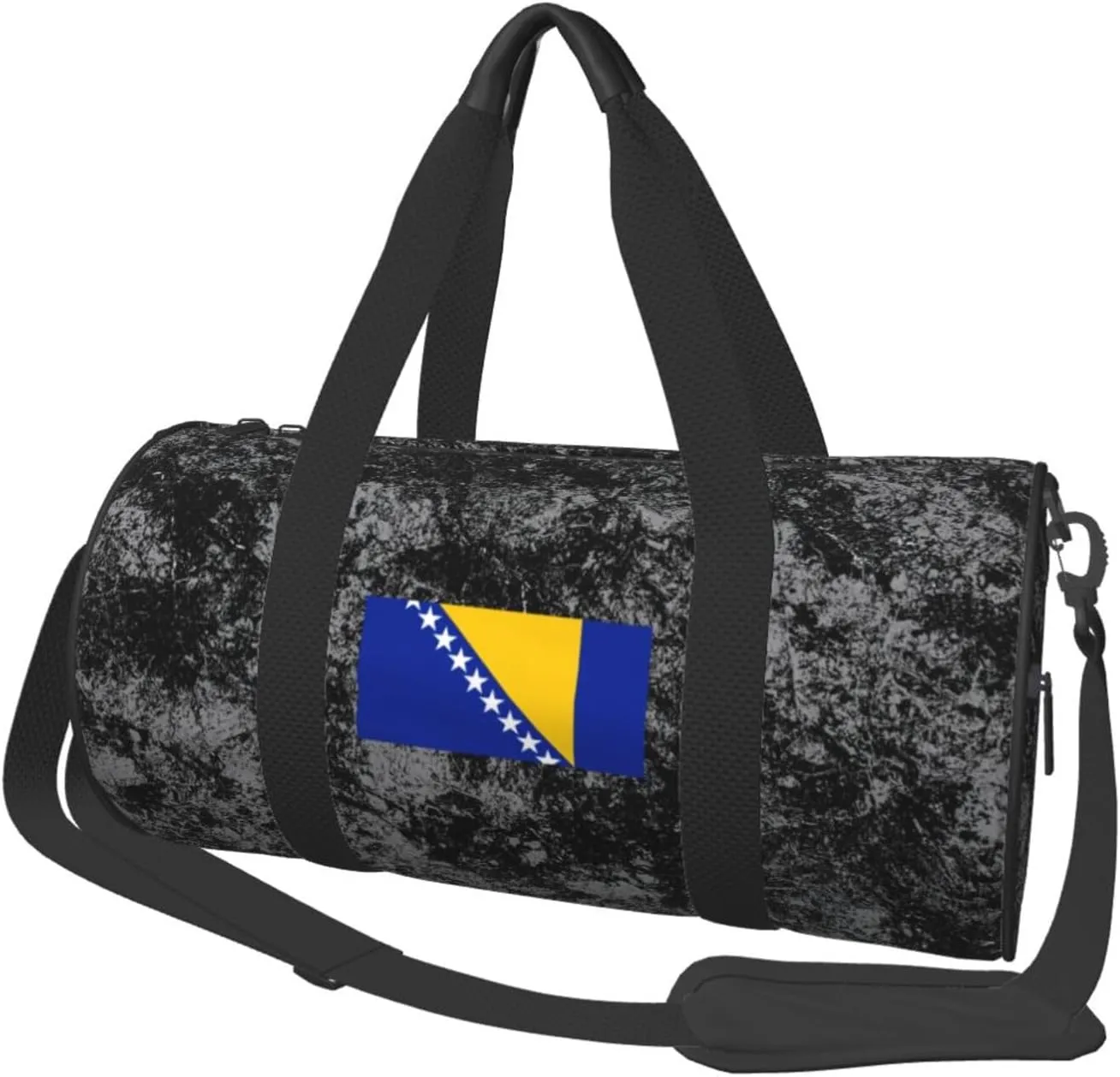 Flag of Bosnia and Herzegovina Convertible Garment Bag with Shoulder Strap, Carry on Garment Duffel Bag for Men Women - Rolling Foldable for Travel Luggage Bags (Black)