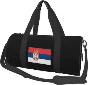 Flag of Serbia Convertible Garment Bag with Shoulder Strap, Carry on Garment Duffel Bag for Men Women - Rolling Foldable for Travel Luggage Bags (Black)
