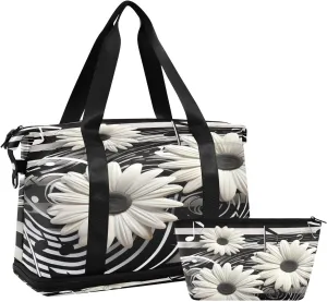Flower Note Sports Gym Bag with Waterproof Dry Wet Pocket, Travel Duffel Bag for Women MenWorkout Bag Fits Yoga, Swimming