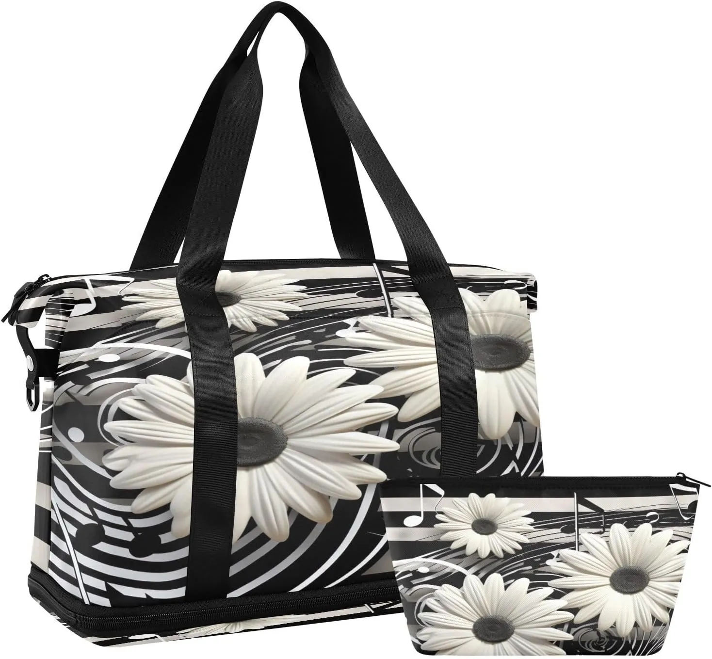 Flower Note Sports Gym Bag with Waterproof Dry Wet Pocket, Travel Duffel Bag for Women MenWorkout Bag Fits Yoga, Swimming