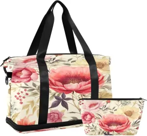 Flowers1 Sports Gym Bag with Waterproof Dry Wet Pocket, Travel Duffel Bag for Women MenWorkout Bag Fits Yoga, Swimming