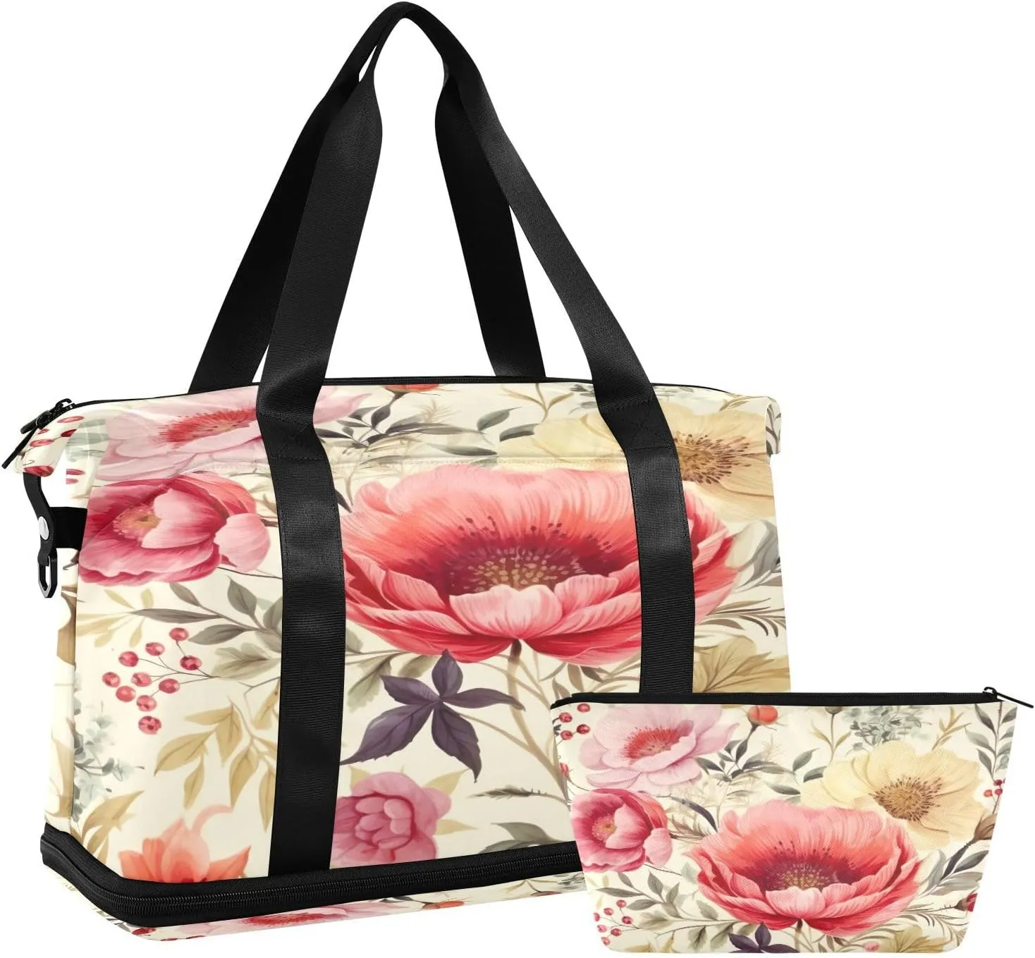 Flowers1 Sports Gym Bag with Waterproof Dry Wet Pocket, Travel Duffel Bag for Women MenWorkout Bag Fits Yoga, Swimming