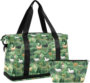 Forest Animals Sports Gym Bag with Waterproof Dry Wet Pocket, Travel Duffel Bag for Women MenWorkout Bag Fits Yoga, Swimming
