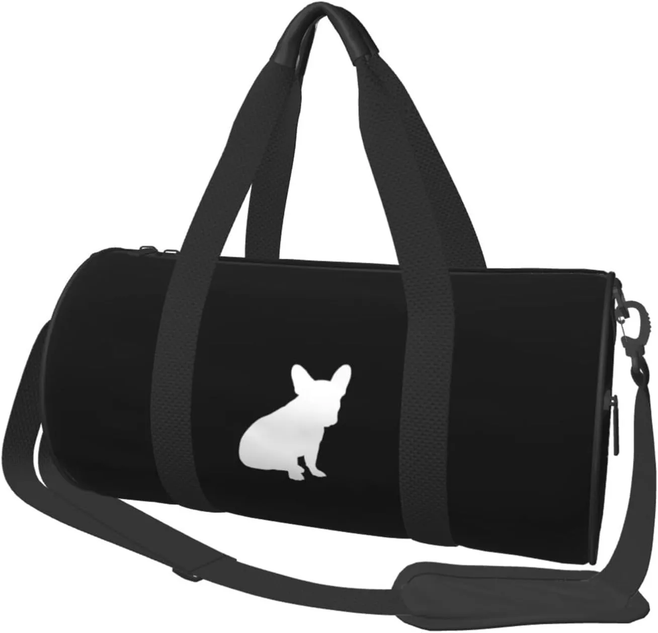 French Bulldog Silhouette Convertible Garment Bag with Shoulder Strap, Carry on Garment Duffel Bag for Men Women - Rolling Foldable for Travel Luggage Bags (Black)