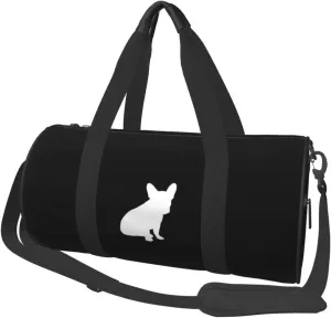 French Bulldog Silhouette Convertible Garment Bag with Shoulder Strap, Carry on Garment Duffel Bag for Men Women - Rolling Foldable for Travel Luggage Bags (Black)
