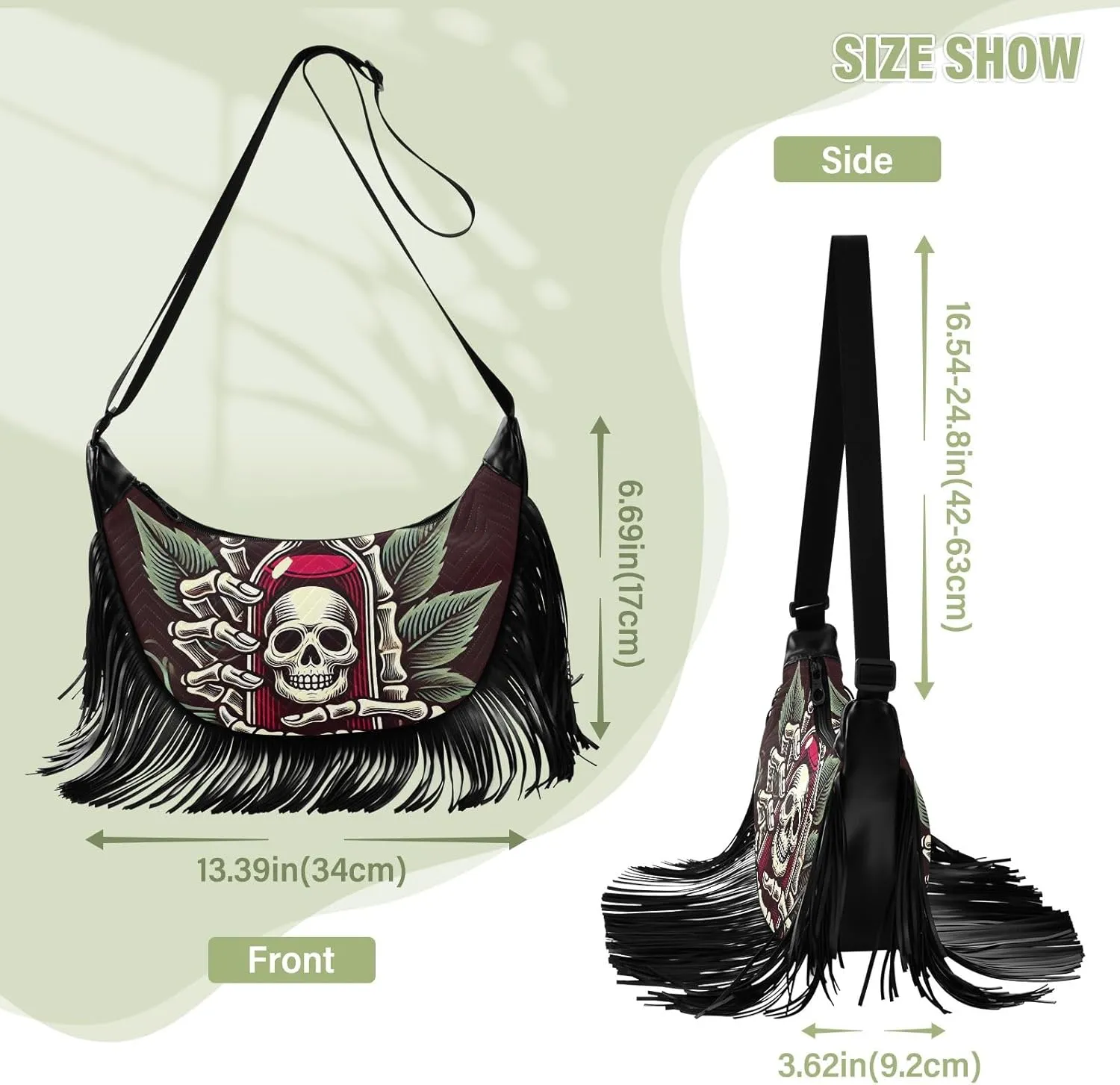 Fringe Handbag Crossbody with Tassel Hobo Bag Fringe Purses for Women Western