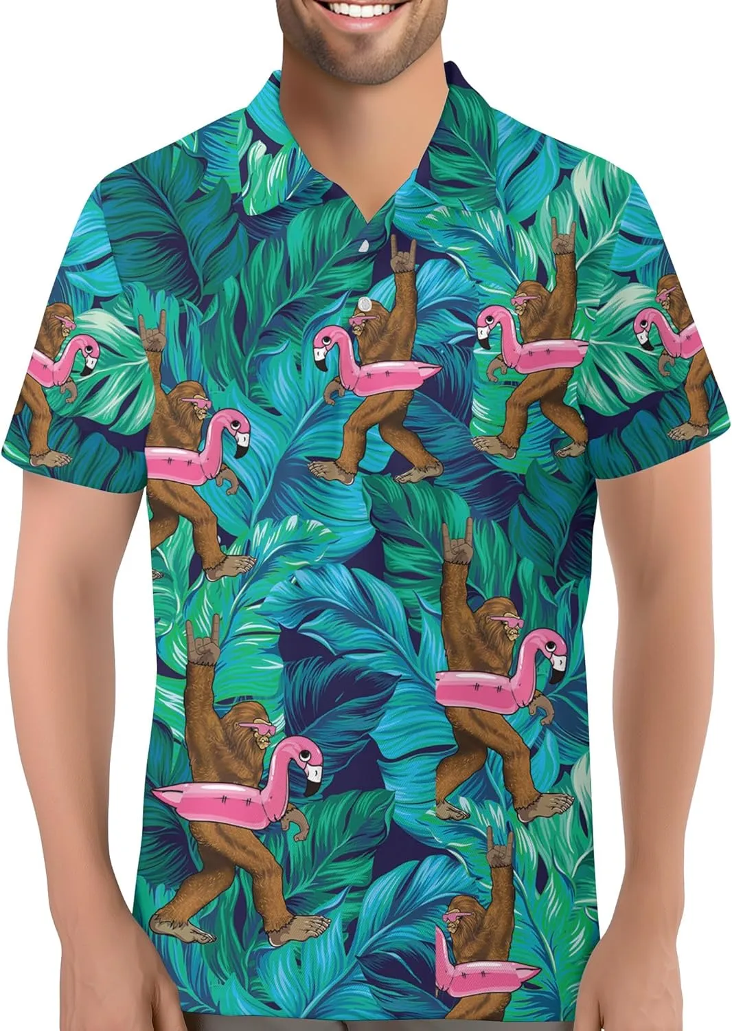 Funny Golf Shirt for Men Hawaiian Print Mens Polo Shirts Summer Polos Gifts