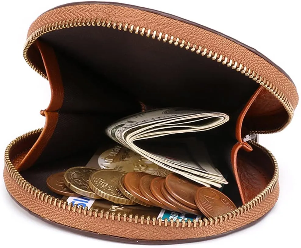 Genuine Leather Coin Purse for Women Wristlet Clutch Bag Coin Organizer Bag Retro Wallet, Blue, One Size