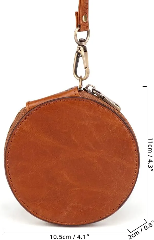 Genuine Leather Coin Purse for Women Wristlet Clutch Bag Coin Organizer Bag Retro Wallet, Blue, One Size