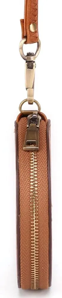 Genuine Leather Coin Purse for Women Wristlet Clutch Bag Coin Organizer Bag Retro Wallet, Blue, One Size