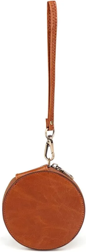 Genuine Leather Coin Purse for Women Wristlet Clutch Bag Coin Organizer Bag Retro Wallet, Brown, One Size