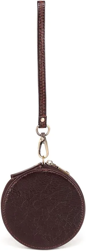 Genuine Leather Coin Purse for Women Wristlet Clutch Bag Coin Organizer Bag Retro Wallet, Coffee, One Size
