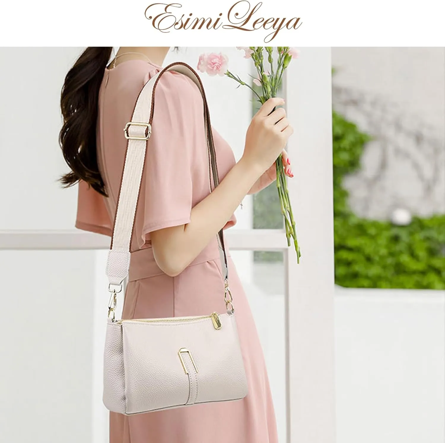 Genuine Leather Crossbody Purses for Women with Adjustable Shoulder Strap Women's Pockets Handbags