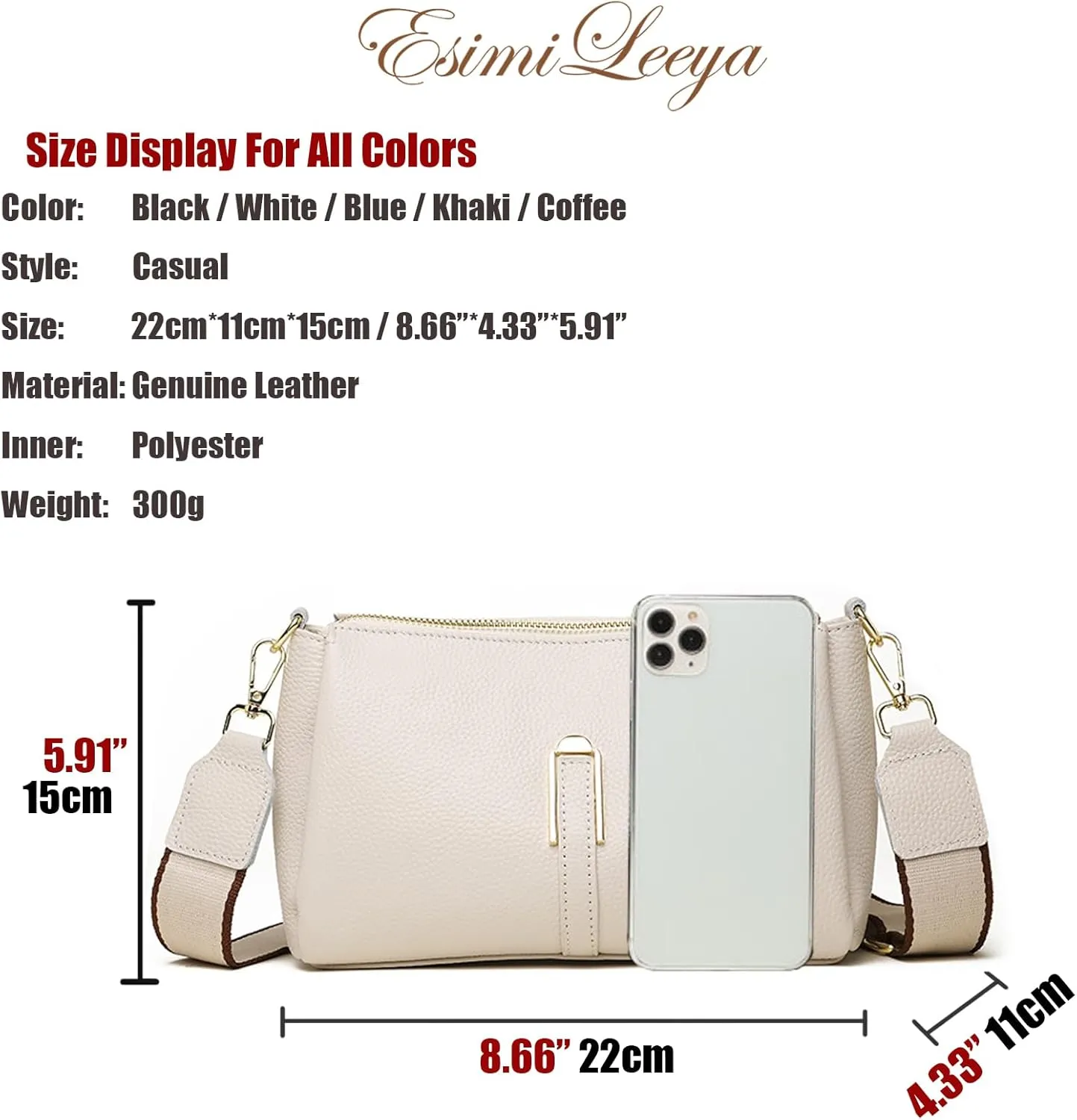 Genuine Leather Crossbody Purses for Women with Adjustable Shoulder Strap Women's Pockets Handbags