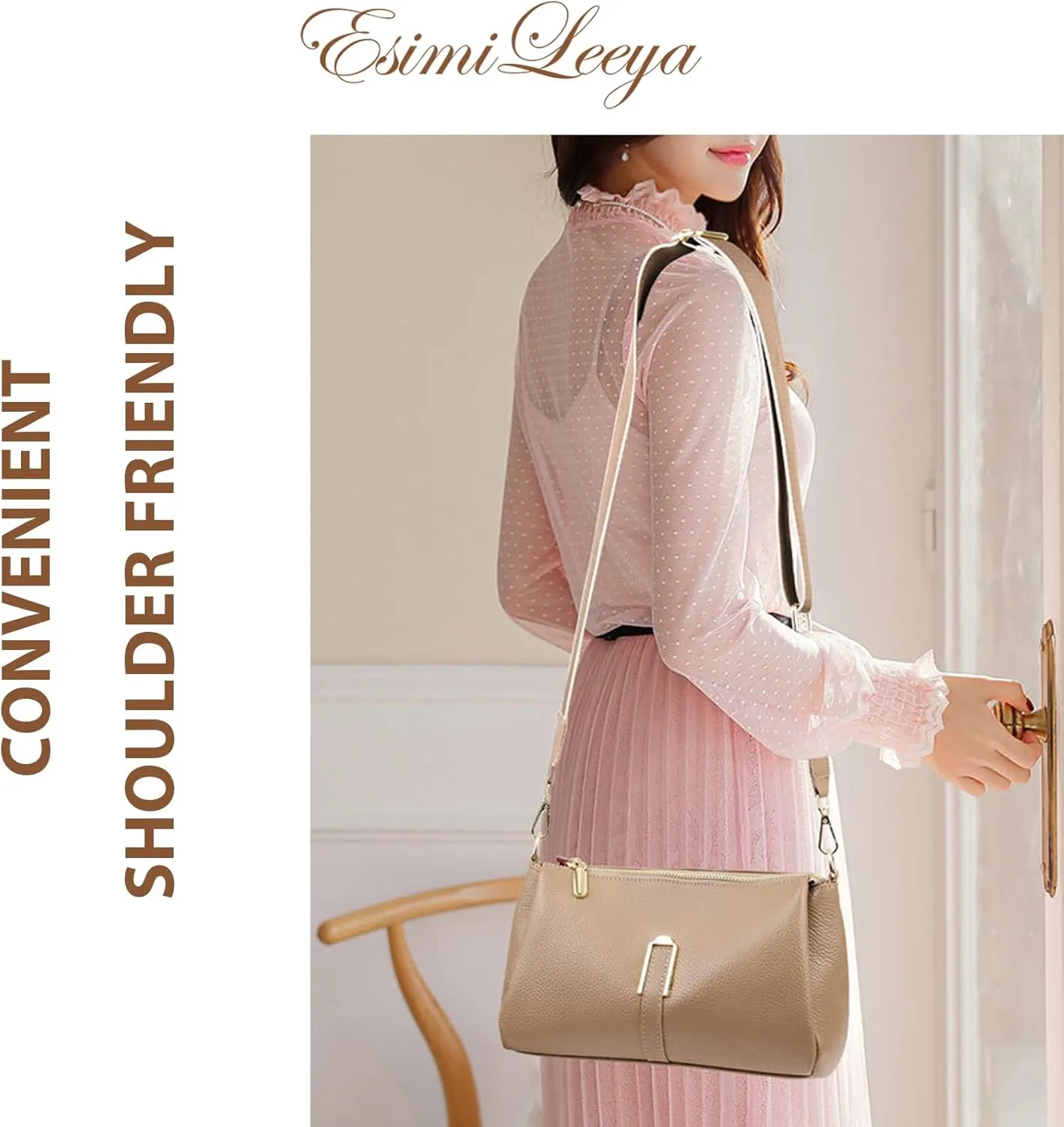 Genuine Leather Crossbody Purses for Women with Adjustable Shoulder Strap Women's Pockets Handbags