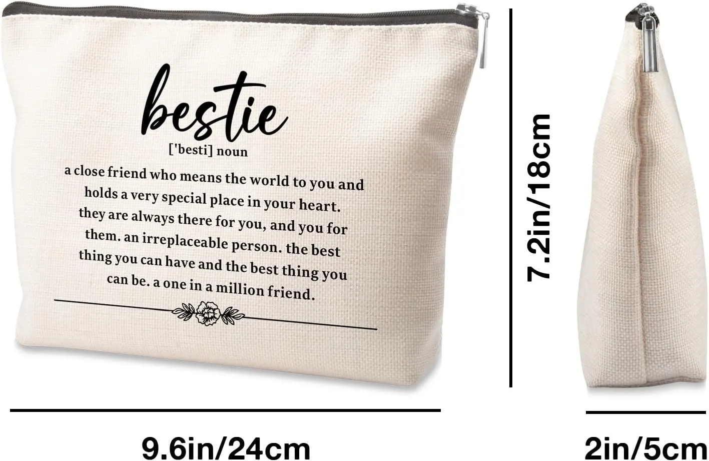 Gift for Best Friend Makeup Bag Bestie Make up Bag for Women Friendship Gifts for Women Bestie Sister Gifts College Sister