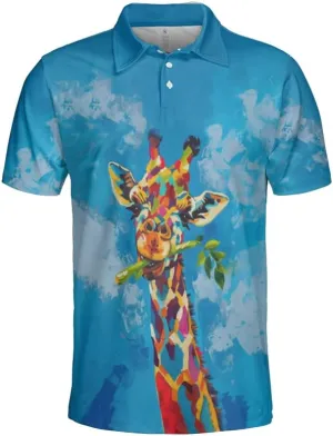 Giraffe Polo Shirts for Men - Giraffe Lover Stylish Mens Goft Shirt Casual Short Sleeve Button Down Outfit Set 23
