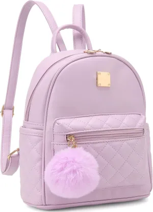 Girls Fashion Mini Backpack Purse Small Cute Plaid Leather Women Backpacks Little Bag (Purple)
