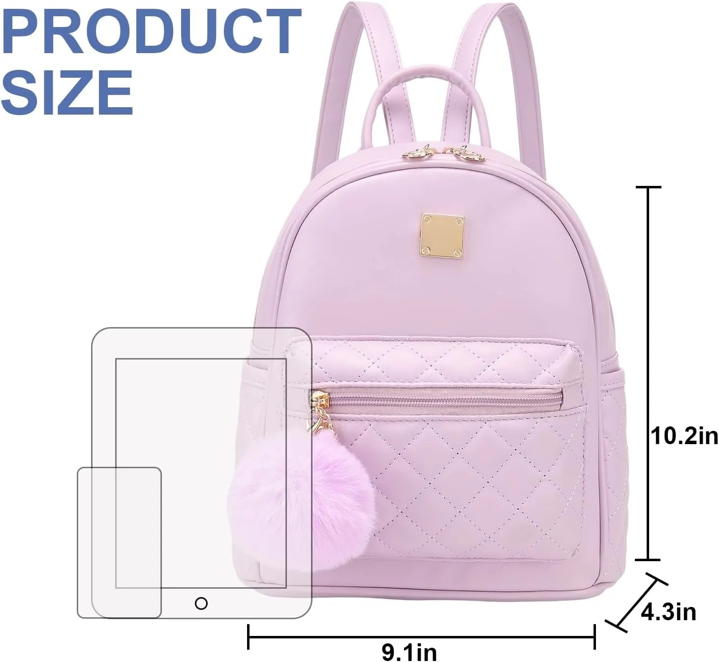 Girls Fashion Mini Backpack Purse Small Cute Plaid Leather Women Backpacks Little Bag (Purple)