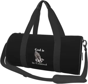 God is in Control Praying Hands of God Convertible Garment Bag with Shoulder Strap, Carry on Garment Duffel Bag for Men Women - Rolling Foldable for Travel Luggage Bags (Black)