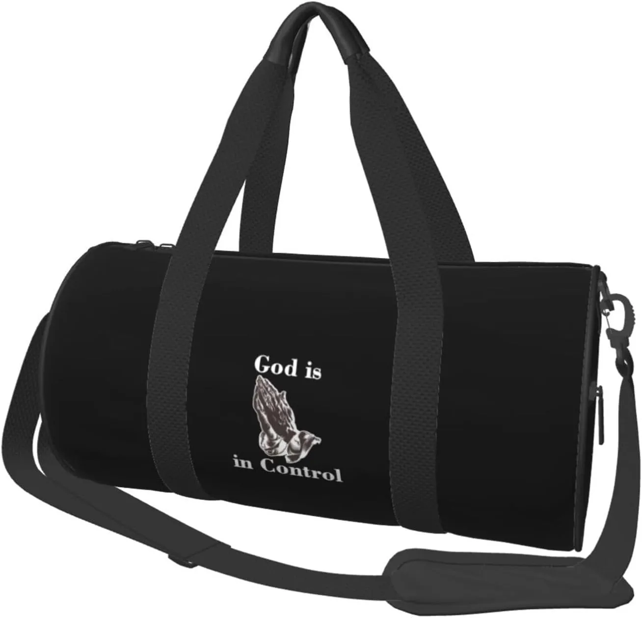 God is in Control Praying Hands of God Convertible Garment Bag with Shoulder Strap, Carry on Garment Duffel Bag for Men Women - Rolling Foldable for Travel Luggage Bags (Black)
