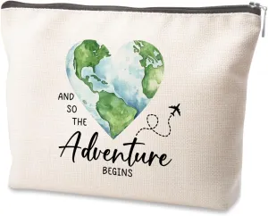 Graduation Gifts Travel Bag Travel Toiletry Bag Teacher's Day Travel Makeup Bag Great Gift for Women Friends Bestie Daughter Teacher Graduation Friendship Birthday Gifts And So The Adventure Begins