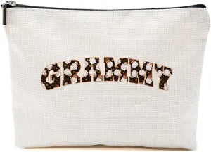 Grammy Gift Ideas Makeup Bag Grandmother Gifts Cute Halloween Ghost Cosmetic Bag Gifts for Grandma Women Granny Yaya Zipper Pouch Travel Organizer Thank You Gifts for Halloween party Mothers Day