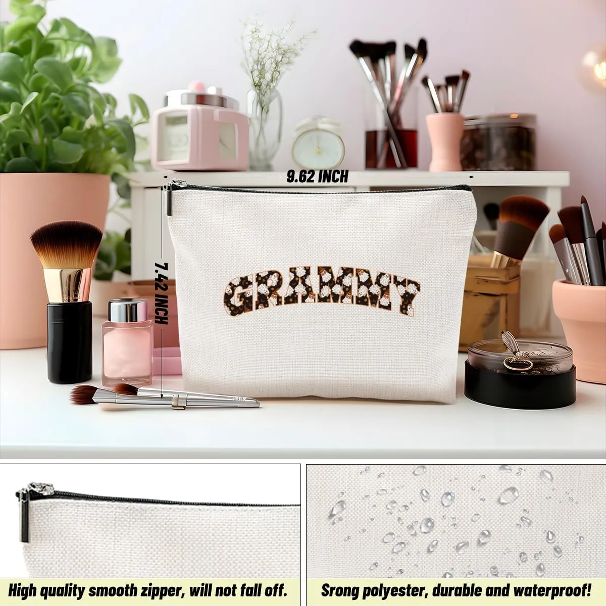 Grammy Gift Ideas Makeup Bag Grandmother Gifts Cute Halloween Ghost Cosmetic Bag Gifts for Grandma Women Granny Yaya Zipper Pouch Travel Organizer Thank You Gifts for Halloween party Mothers Day