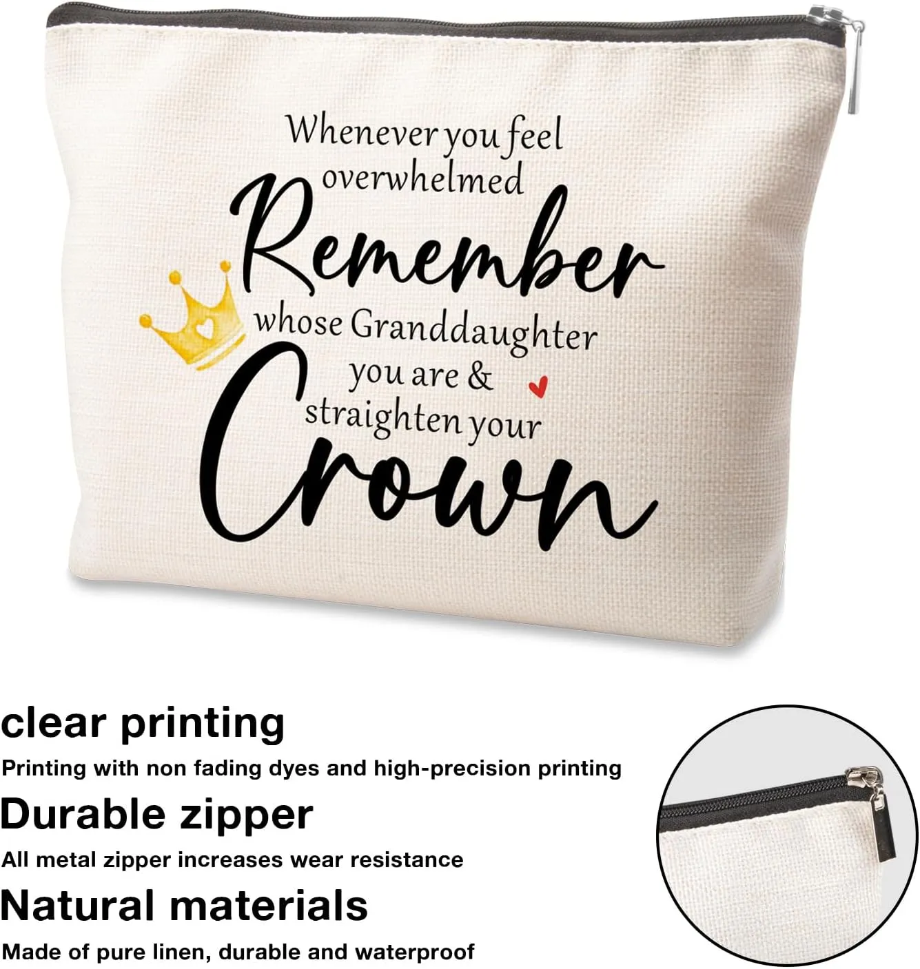 Granddaughter Gifts from Grandma Makeup Bag Whenever You Feel Overwhelmed Remember Whose Granddaughter You Are Make up Bag Gifts for Granddaughter Graduation Gifts Birthday Christmas