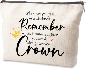 Granddaughter Gifts from Grandma Makeup Bag Whenever You Feel Overwhelmed Remember Whose Granddaughter You Are Make up Bag Gifts for Granddaughter Graduation Gifts Birthday Christmas
