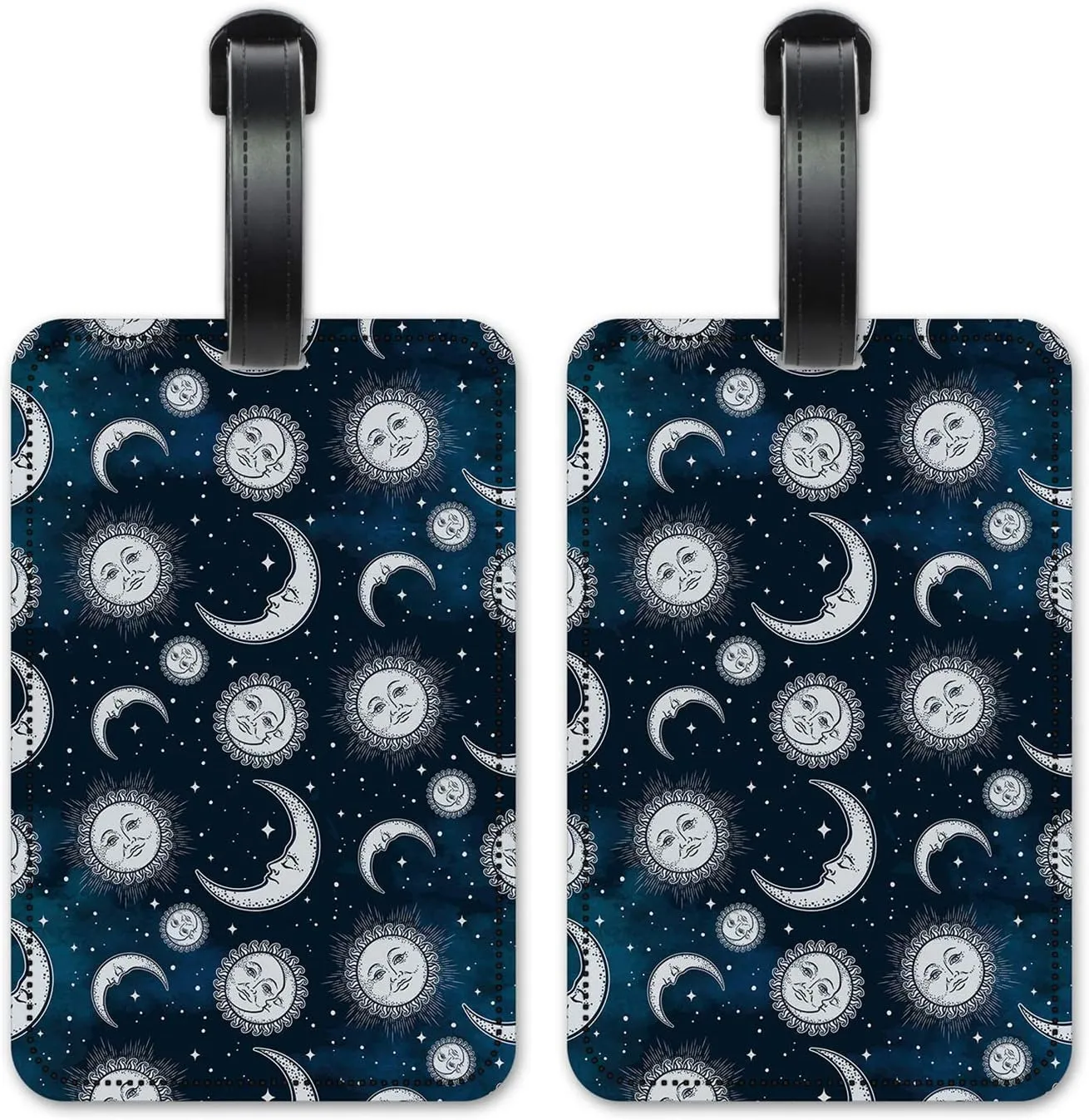 Gray Moon & Suns - Luggage ID Tags - Suitcase Identification Cards - Set of 2